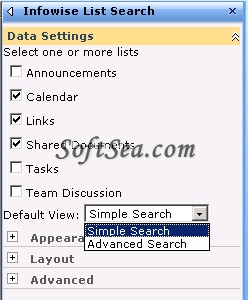 Infowise List Search Screenshot
