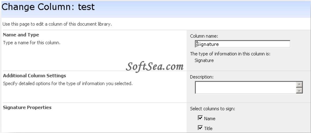 Infowise Signature Field Screenshot