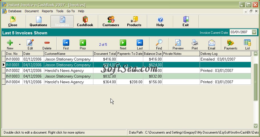 Instant Invoice n Cashbook Screenshot