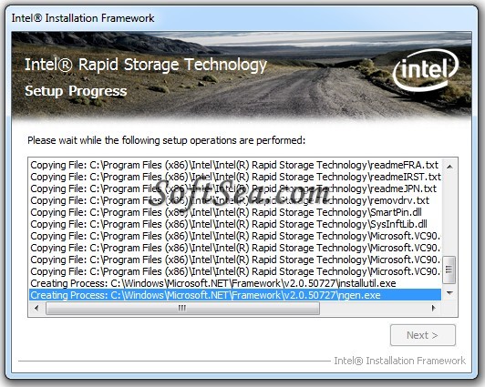 Intel Rapid Storage Technology Screenshot