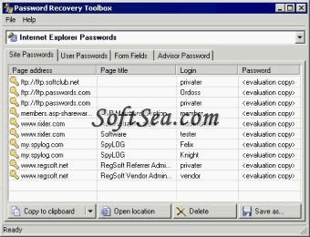 Internet Password Recovery Toolbox Screenshot