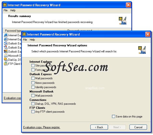 Internet Password Recovery Wizard Screenshot
