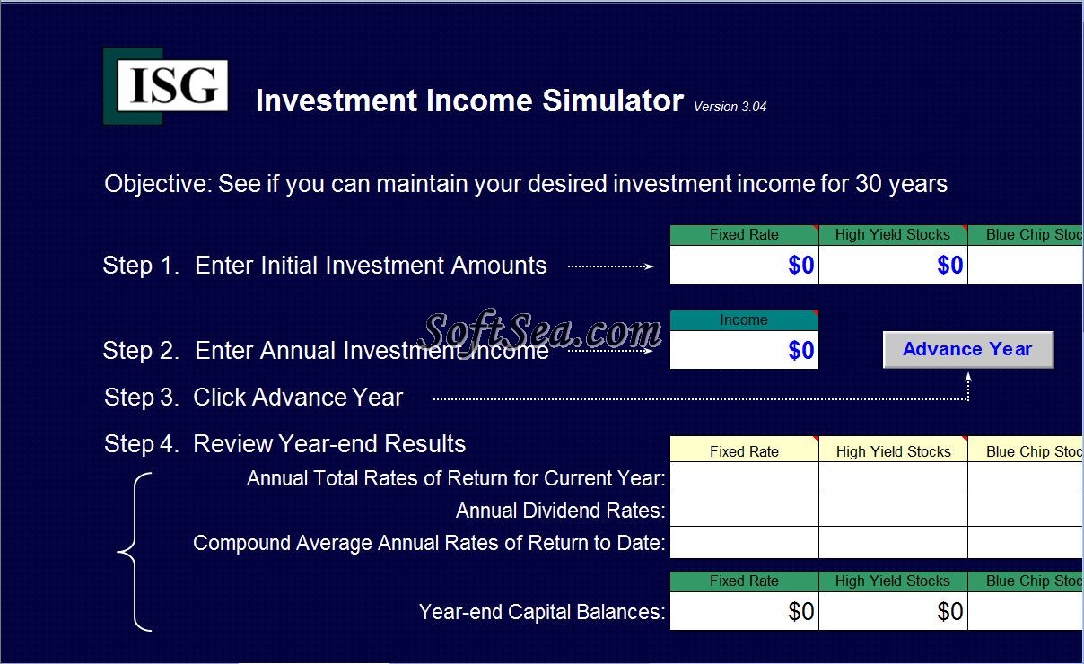Investment Income Simulator Screenshot