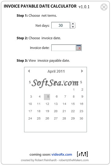 Invoice Payable Date Calculator Screenshot