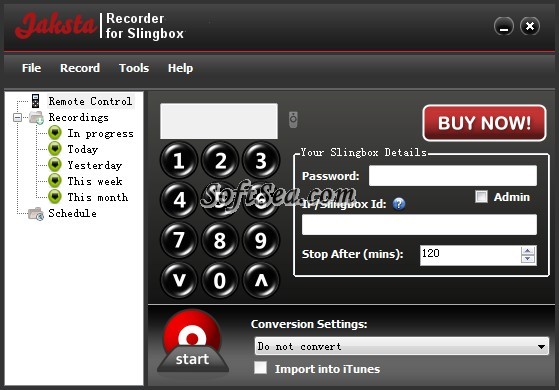 Jaksta Recorder for SlingBox Screenshot