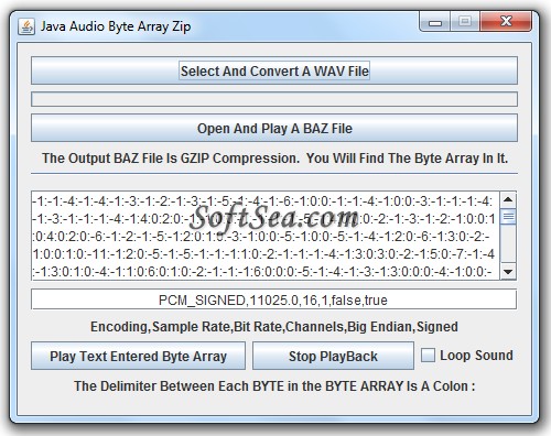 Java Audio Byte Array Zip Screenshot