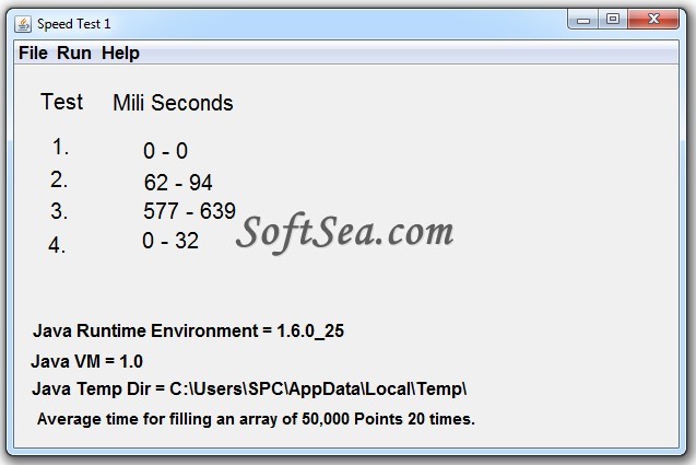 Java Code Speed Test Screenshot