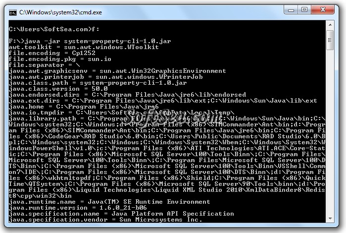 Java System Properties Displayer Screenshot