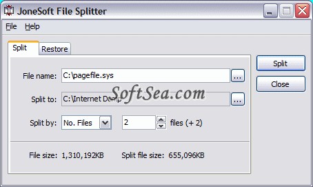 JoneSoft File Splitter Screenshot