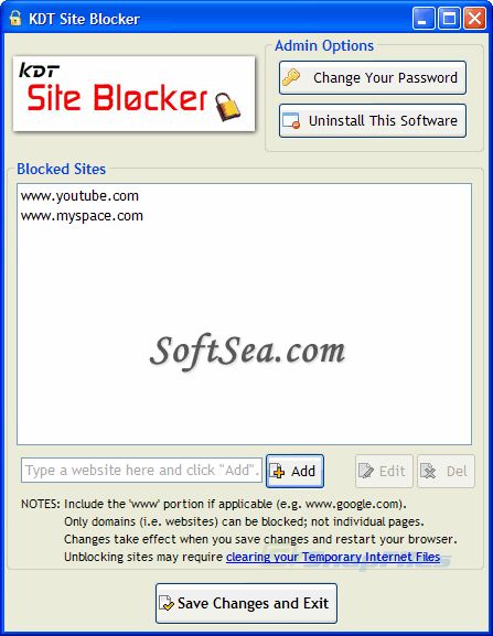 KDT Site Blocker Screenshot