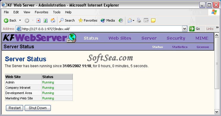 KF Web Server Screenshot