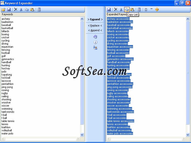 Keyword Expander Screenshot