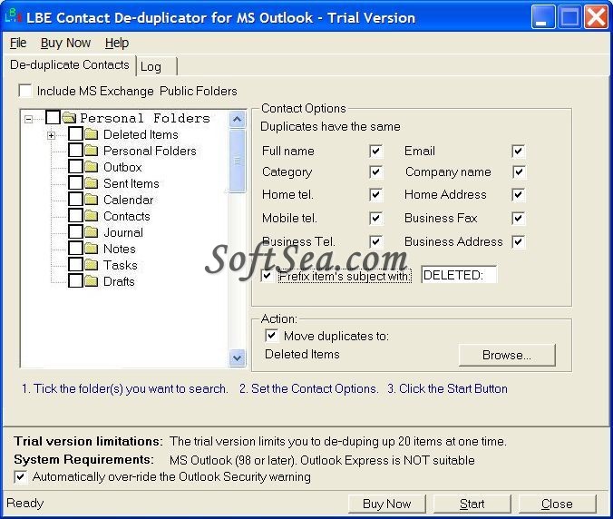 LBE Contact Deduplicator for MS Outlook Screenshot