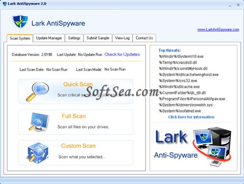 Lark AntiSpyware Screenshot