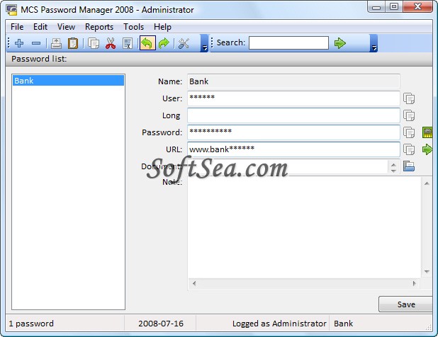 MCS Password Manager Screenshot