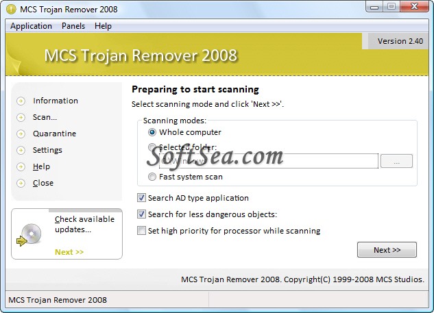 MCS Trojan Remover Screenshot