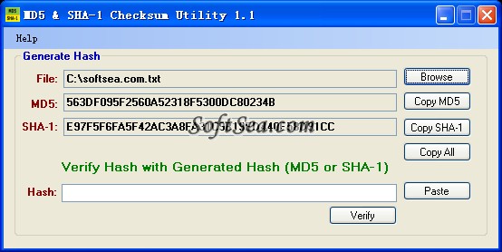 MD5 & SHA-1 Checksum Utility Screenshot