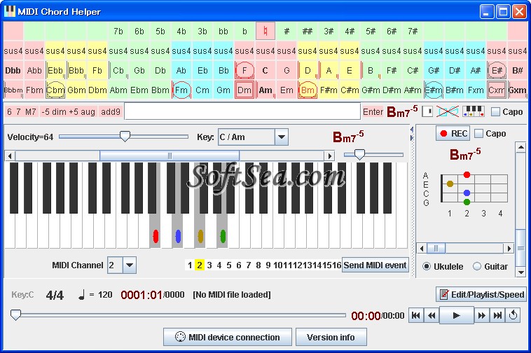 MIDI Chord Helper Screenshot