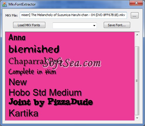 MKV Font Extractor Screenshot