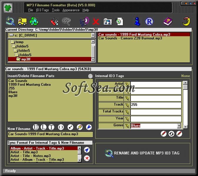 MP3 Filename Formatter Screenshot