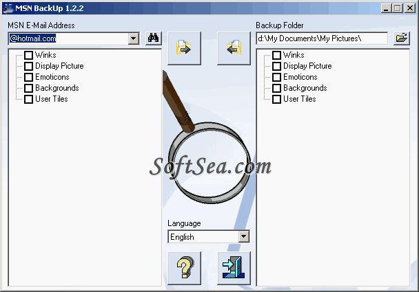 MSN Backup Screenshot