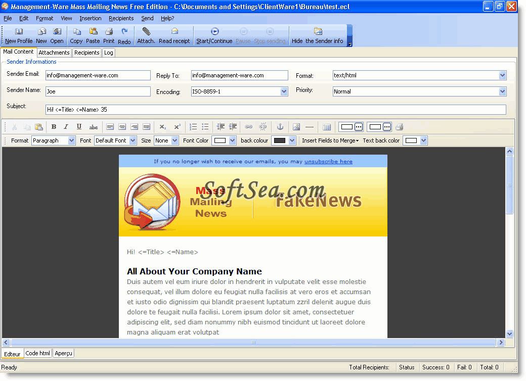 Management-Ware Mailing News Free Edtion Screenshot