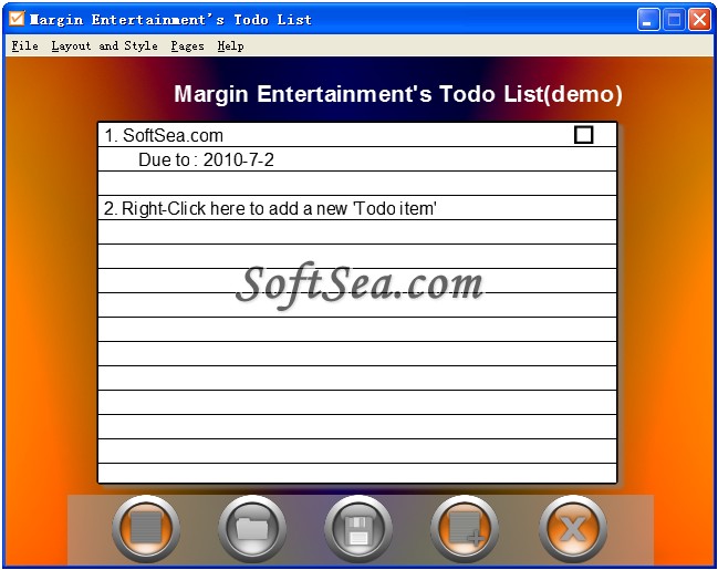 Margin Entertainments Todo List Screenshot