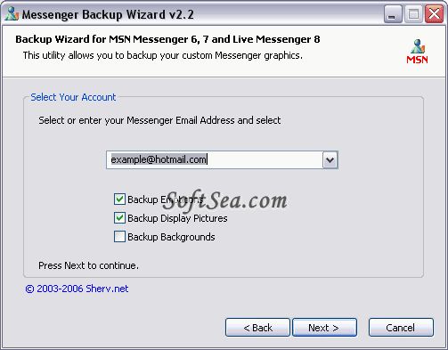 Messenger Backup Wizard Screenshot
