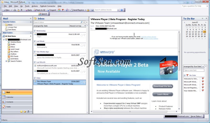 Microsoft Outlook Hotmail Connector Screenshot