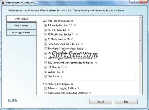 Microsoft Web Platform Installer Screenshot