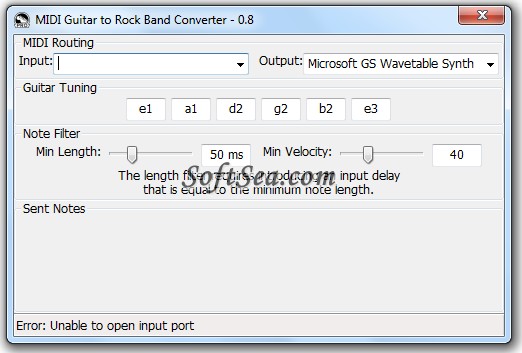Midi Guitar to Rock Band Converter Screenshot