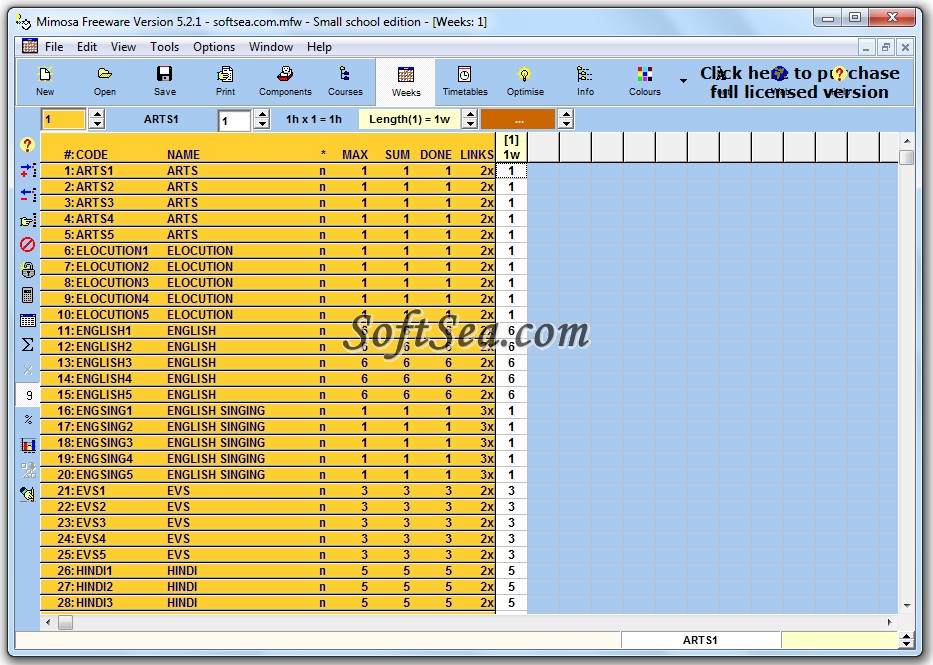 Mimosa Scheduling Software Free Edition Screenshot