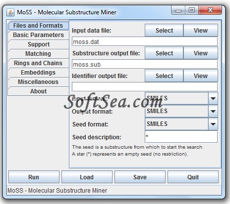 MoSS (Molecular Substructure Miner) Screenshot