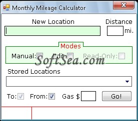 Monthly Mileage Calculator Screenshot
