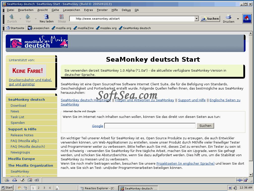 Mozilla SeaMonkey for Linux Screenshot
