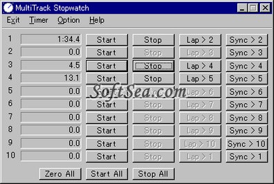 MultiTrack Stopwatch Screenshot