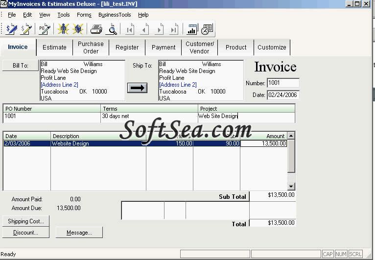 My Invoices & Estimates Deluxe Screenshot