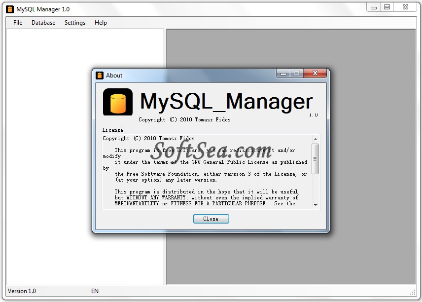 MySQL Manager Screenshot