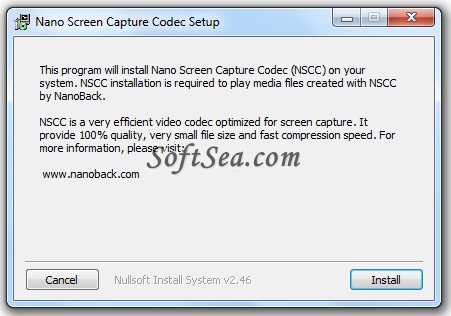 Nano Screen Capture Codec Screenshot