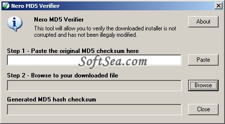 Nero MD5 Verifier Screenshot