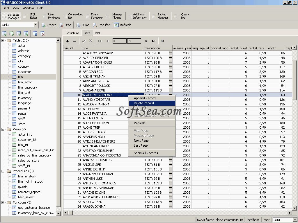 Nerocode MySQL Client Screenshot