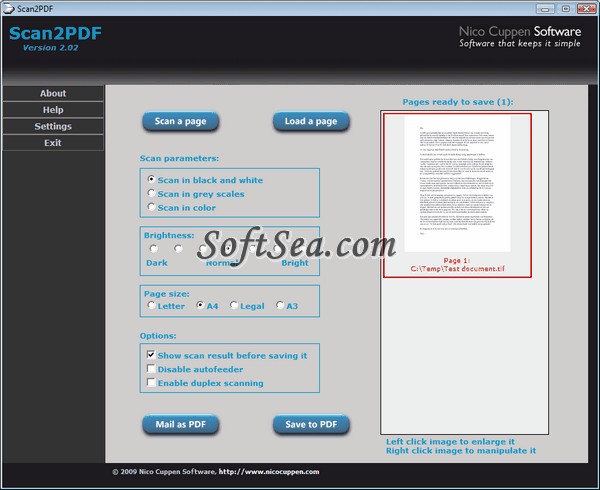 Nicocuppen Scan2PDF Screenshot