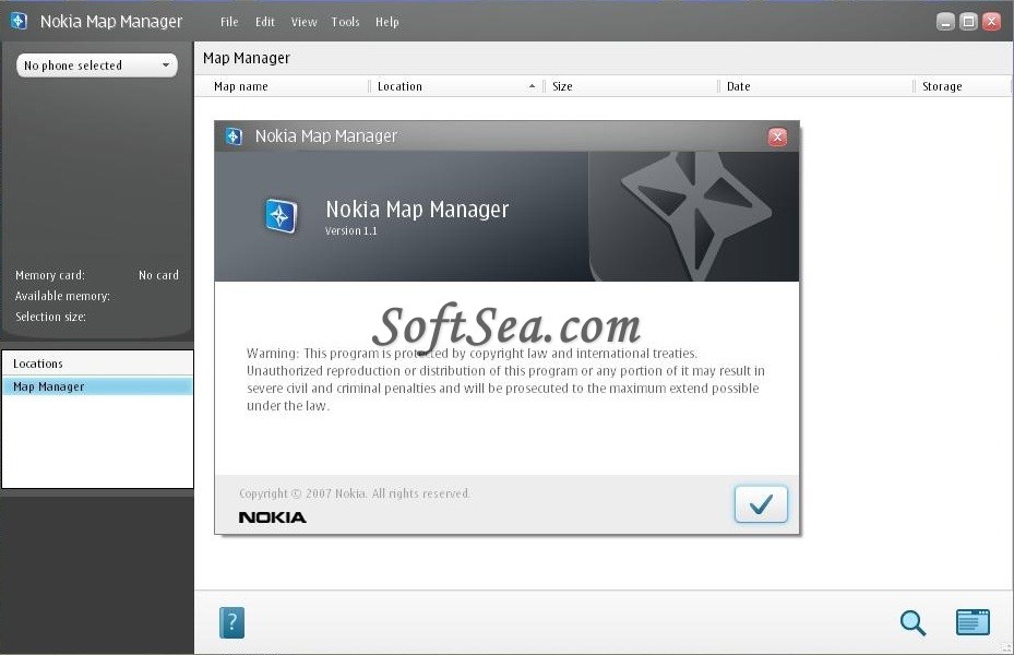 Nokia Map Manager Screenshot