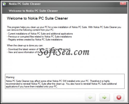 Nokia PC Suite Cleaner Screenshot
