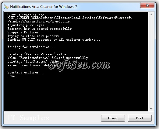 Notification Area Cleaner for Windows 7 Screenshot