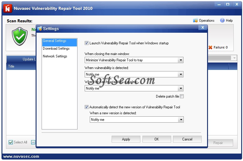 Nuvasec Vulnerability Repair Tool Screenshot