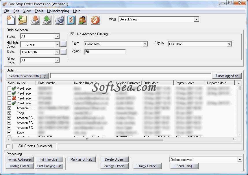 One Stop Order Processing for Ebay, Amazon, RomanCart and PlayTrade Screenshot