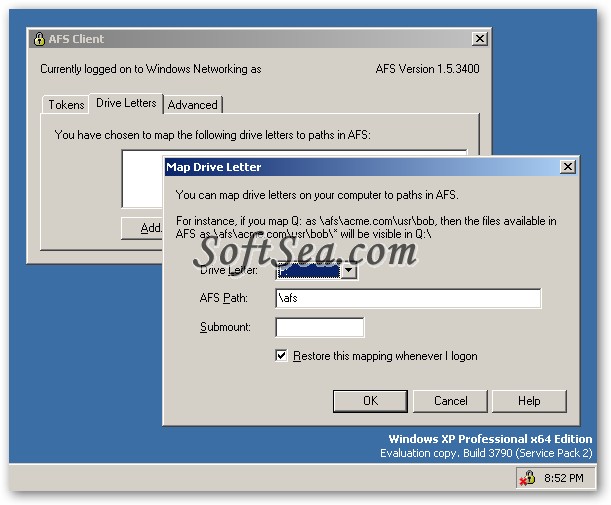 OpenAFS for Windows Screenshot