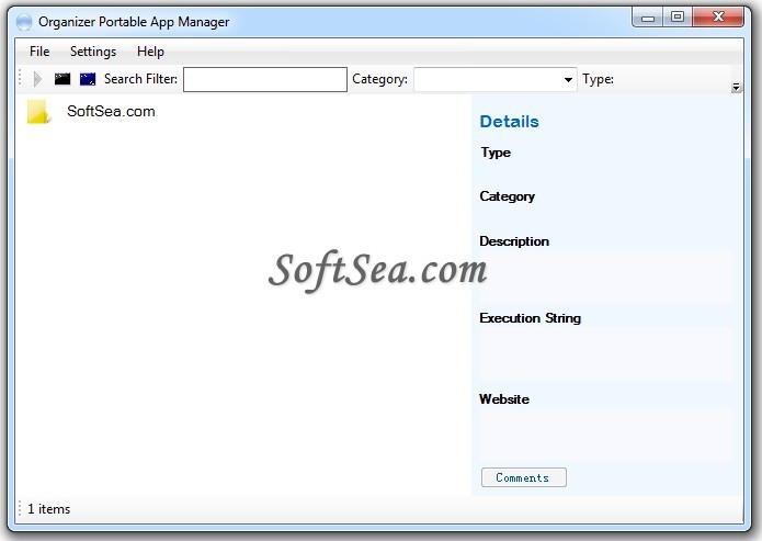 Organizer Portable App Manager Screenshot