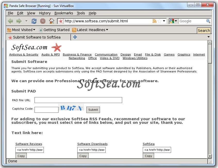 Panda Safe Browser Screenshot